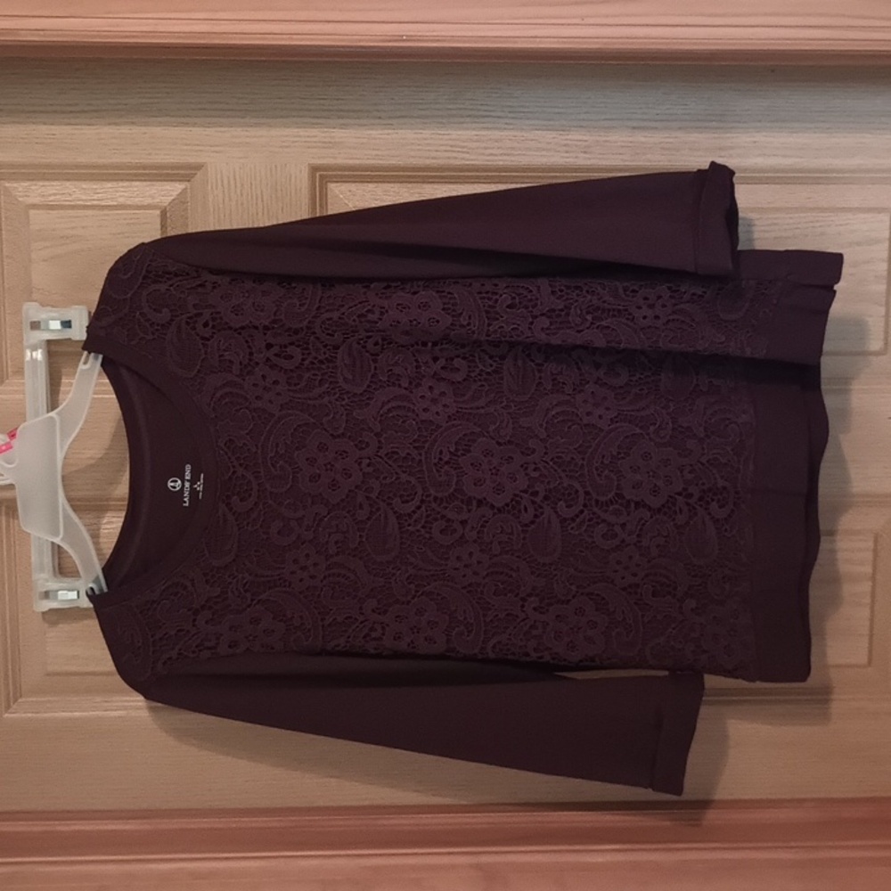 Lands' End Rich Burgundy Cotton Top Size Large